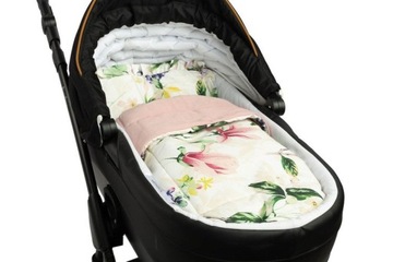 KOMPLET DO WÓZKA VELVET Z FALBANKĄ MAGNOLIA RÓŻOWY