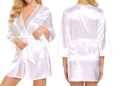 ЖЕНСКИЙ АТЛАСНЫЙ ХАЛАТ С КРУЖЕВНЫМИ ЦВЕТАМИ