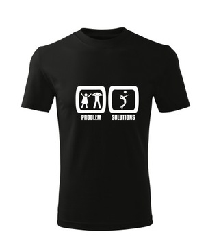 Koszulka T-shirt męska D587 PROBLEM SOLUTIONS SIATKÓWKA czarna rozm L