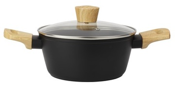 GARNEK TRADYCYJNY DO GOTOWANIA Z POKRYWKĄ GAZ INDUKCJA CZARNY 24cm 3,8L