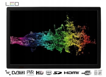 LED NVOX TV TELEWIZOR PRZENOŚNY NVOX DVB16T H.265 HEVC HDMI 15,4