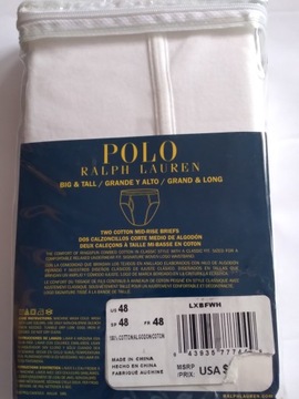 POLO RALPH LAUREN SLIPY MĘSKIE W 48 2 PAK BIAŁE