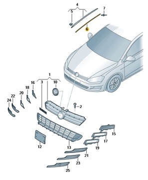 GOLF VII LISTWA MOCOWANIE SZYBY CZOŁOWEJ 5G0854541
