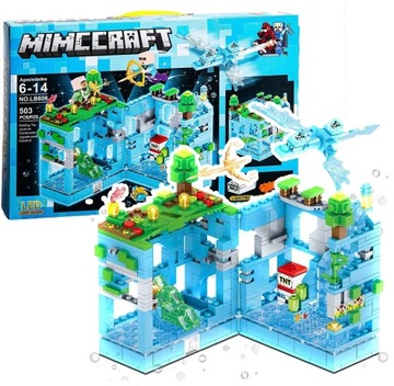 KLOCKI MINECRAFT ATAK NA LODOWĄ NIEBIESKĄ FORTECE LED 503 el