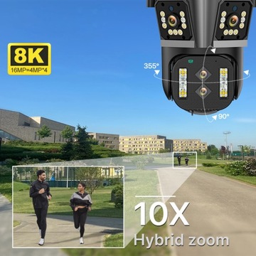 Уличная IP-камера на 360° ВРАЩАЮЩАЯСЯ камера 16MP 8K 10 X ZOOM Динамик обнаружения WI-FI