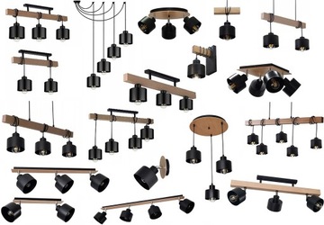 LAMPA PLAFON SUFITOWY KINKIET ŻYRANDOL 015-1PR LED DREWNO METAL NOWOCZESNY