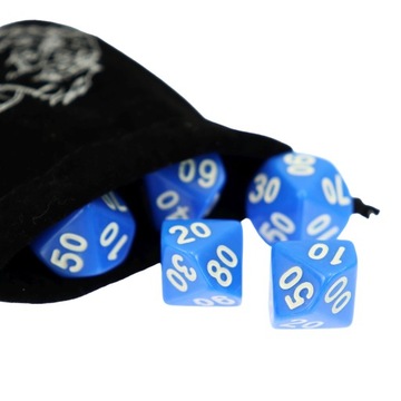 НАБОР ИЗ 25 ГОЛУБЫХ ДЕСЯТИГРАННЫХ КУБИКОВ D10 ДЛЯ РПГ 00-90