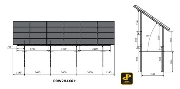 Konstrukcja fotowoltaiczna dwupodp., PRW2H4x6 +2m