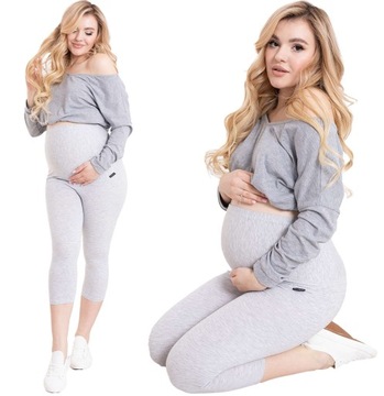 LEGGINSY CIĄŻOWE RYBACZKI Z PANELEM SPODNIE M