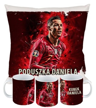 ZESTAW PODUSZKA KUBEK RONALDO CRISTIANO CR7 DLA KIBICA PREZENT + IMIĘ