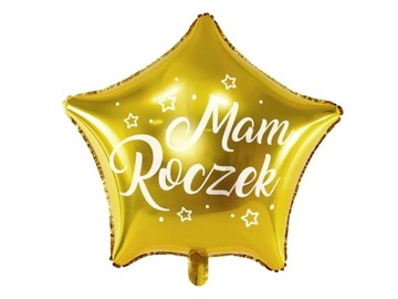 Balon foliowy gwiazdka Mam Roczek złoty 19 cali