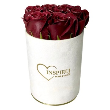 ЦВЕТОЧНАЯ КОРОБКА С МЫЛЬНЫМИ ЦВЕТАМИ ПОДАРОЧНЫЕ ЦВЕТЫ МЫЛЬНЫЕ РОЗЫ ВЕЛЮРОВАЯ КОРОБКА