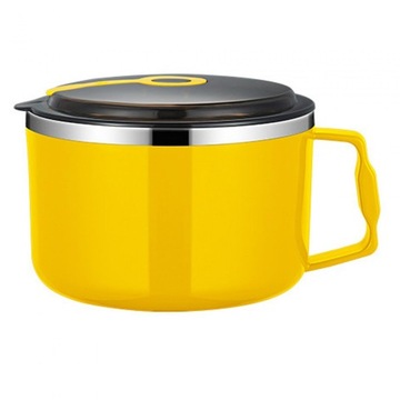 Miska na zupę z pokrywką i uchwytem 1000 ml Miski na makaron Miski na płatki zbożowe Ramen Żółte