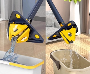 MOP OBROTOWY 360° PŁASKI TRÓJKĄTNY ŚCIĄGACZKA DO MYCIA PODŁÓG NIEBIESKI