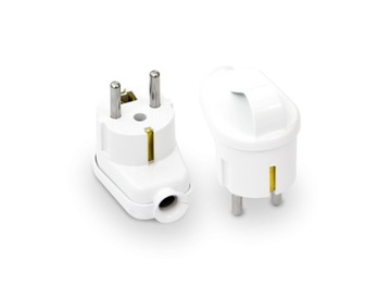 Угловая вилка 2P+Z с ручкой, белая