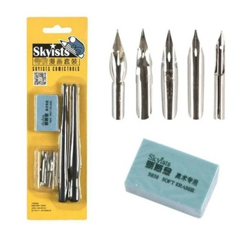 Cartoon Nib Holder Eraser Painting Material Stationery Set Manga Pen Dip