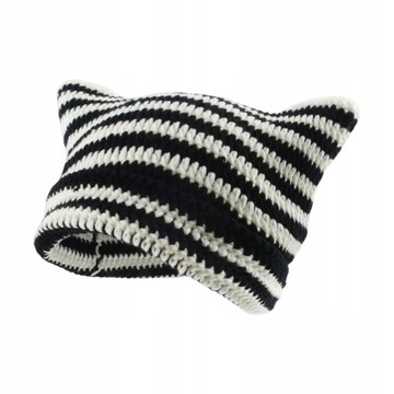 Crochet Hat Crochet Hats Cat Ear Black and White
