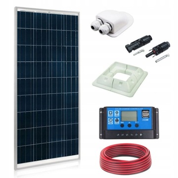 Panel Słoneczny Solarny Bateria Zestaw Kamper 100W