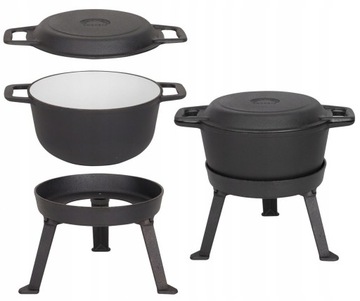 KOCIOŁEK 5 L Myśliwski 2w1 PATELNIA Grill GARNEK