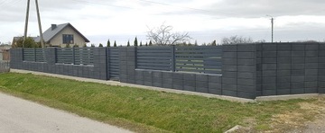 Блок для забора, столбик, гладкий, 50х40, графит и белый горошек