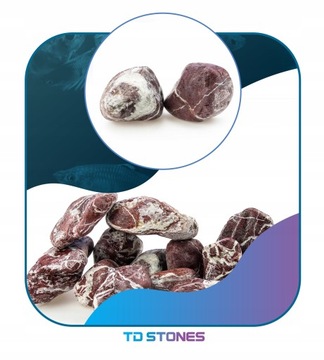 Аквариумный камень, галька, красный, 1 кг, 5-15 см.