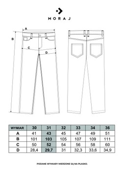 Spodnie Jeansowe Męskie Klasyczne MORAJ - 32
