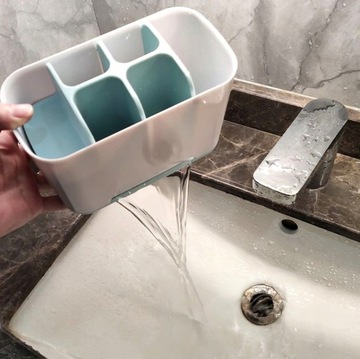 Органайзер для ванной, контейнер для зубных щеток, вешалка, белая кружка.