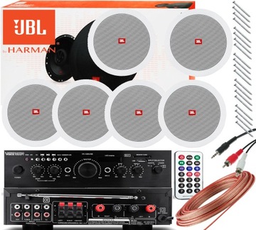 ZESTAW SUFITOWY GŁOŚNIKI JBL WZMACNIACZ BLUETOOTH RADIO USB
