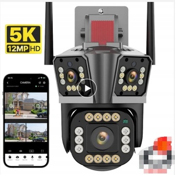 WIFI IP-камера 5K 12MP HD с тремя объективами для улицы