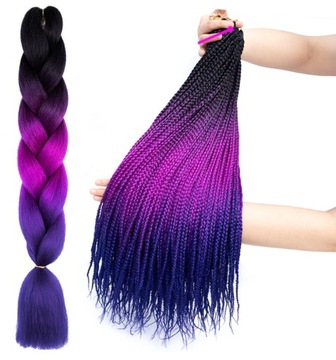 WŁOSY SYNTETYCZNE NA WARKOCZYKI KOLOROWE OMBRE