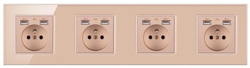 4 × СТЕКЛЯННЫЕ РОЗЕТКИ + 8 × ЧЕТЫРЕХРОЗЕТКИ USB 230 В