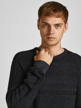 JACK&JONES ČIERNY PLETENÝ SVETER (S)