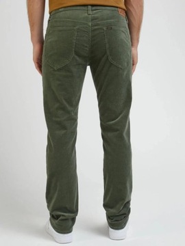 LEE DAREN sztruksy proste spodnie jeans straight ZIP FLY Zielony W32 L32