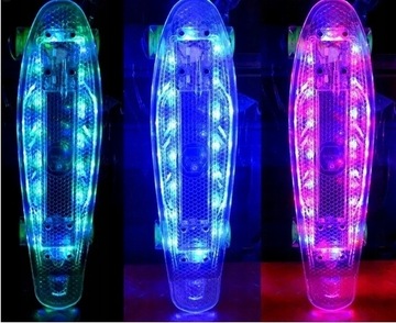 СКЕЙТБОРД FISK BOARD КОЛЕСА СВЕТОДИОДНОЕ ОСВЕЩЕНИЕ RGB USB РЫБНАЯ ДОСКА ДЛЯ ДЕТЕЙ