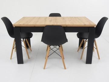 Раздвижной стол до 180 человек, столешница АРТИСАН ДУБ, 4 стула.