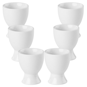 KIELISZEK NA JAJKO 6SZT KOMPLET 6 BIAŁYCH KIELISZKÓW PORCELANOWYCH NA JAJKO