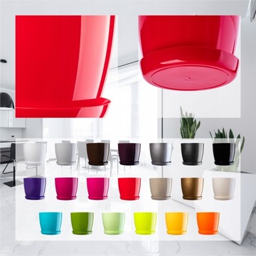 DONICZKA Z PODSTAWKĄ PLASTIKOWA OSŁONKA DONICA 12cm CZERWONA KWIATY KADAX