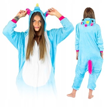 KIGURUMI ONESIE PEGAZ PIŻAMA JEDNOCZĘŚCIOWA KOMBINEZON ZAMEK CIEPŁY DRES S