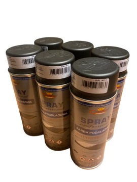 Lakier 6 szt Emalia Farba podkładowa spray antykorozyjny 400 ml CZARNY