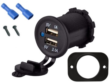 GNIAZDO SAMOCHODOWE ŁADOWARKA 2x USB 3,1A 12V 24V