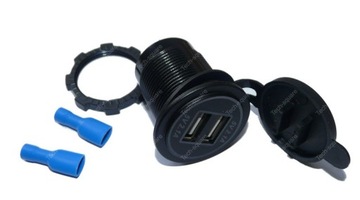 Gniazdo montażowe USB x2 4200mA 12-24V CZERWONE
