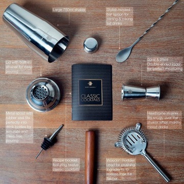 Шейкер Rusty Barrel, серебряный барменский набор