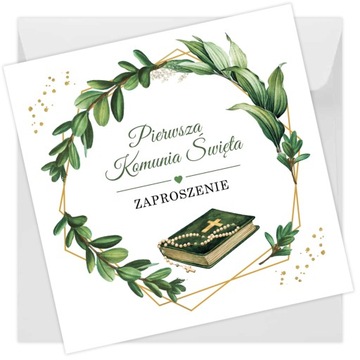 Zaproszenia na komunię + koperty 10szt Wianuszek