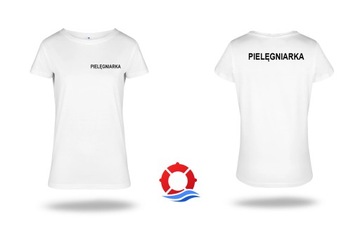 Koszulka bawełniana damska biała nadruk t-shirt Pielęgniarka XS