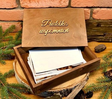 Drewniane pudełko na zdjęcia rustykalne wspomnień