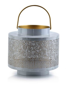 Metalowy ażurowy lampion lampka latarnia szary