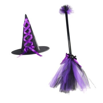 Хэллоуинская шляпа ведьмы на метле Хэллоуин принадлежности Хэллоуин фиолетовый