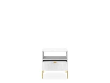 NOVA 54 белый прикроватный столик с золотым ящиком и рамой