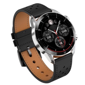 SMARTWATCH GARETT V10 SREBRNO-CZARNY SKÓRZANY