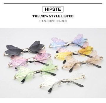 Vintage Dragonfly Wings okulary przeciwsłoneczne moda bez oprawek damskie p